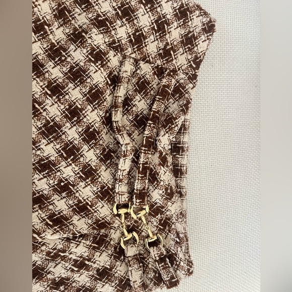 Uterque Asymmetrical A-line Midi Skirt in Brown and Cream - Picture 4 of 11